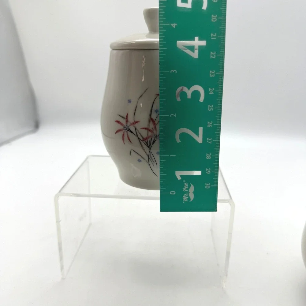 Syracuse China Flame Lily Creamer and Sugar Bowl Set Vintage MCM USA cafefree
